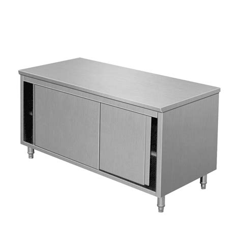 stainless steel commercial prep work table sliding door storage cabinet|stainless steel kitchen work table.